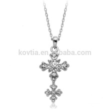 Мода 18k белого золота покрытием крест подвеска ожерелье крепления кристалла